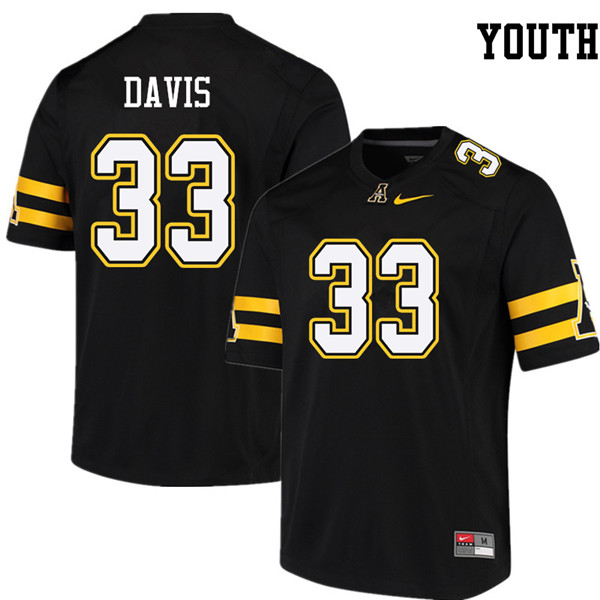 Youth #33 Edward Davis Appalachian State Mountaineers College Football Jerseys Sale-Black - Click Image to Close